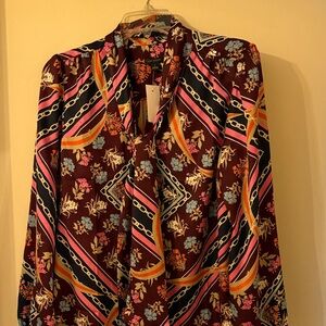 Ann Taylor Multicolor Floral Chain Blouse